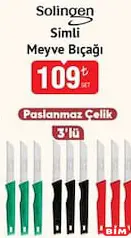 SOLİNGEN SİMLİ MEYVE BIÇAĞI 3'LÜ